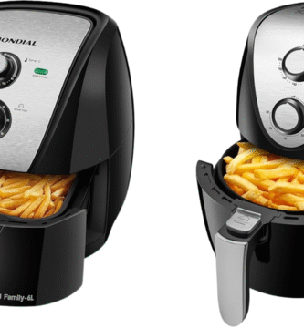 Air Fryer Mondial AFN-60-BI de 6L e Air Fryer Mondial AF-30 I de 3,5L lado a lado